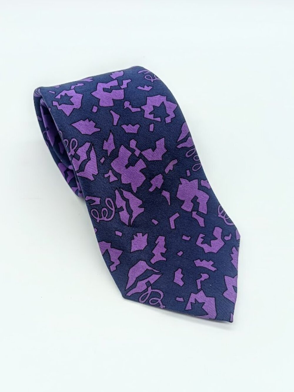 Vintage Missoni Purple Navy Blue Men's Silk Tie